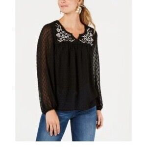 Style & Co women’s long sleeve embroidered blouse size XS